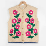 Sleeveless vest embroidered with anemones