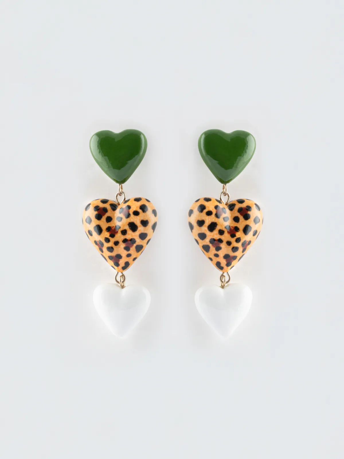 Boucles d'oreilles pendantes triples cœurs