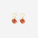 Heart and chocolate croissant ear studs