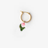 Mini pink tulip hoop earrings - sold individually
