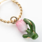 Mini pink tulip hoop earrings - sold individually