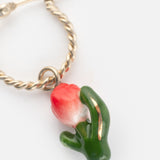 Mini red tulip hoop earrings - sold individually