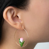 Medium Creole Earrings Pink Tulip