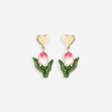 Heart and Tulip-shaped stud earrings