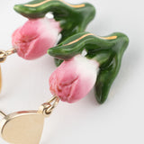 Heart and Tulip-shaped stud earrings