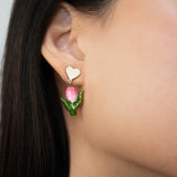 Heart and Tulip-shaped stud earrings