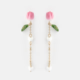Tulip chain drop earrings