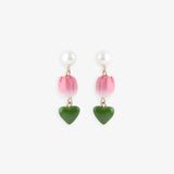 Boucles d’oreilles puces Tulipe et cœur