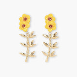 Double hibiscus and leaf drop earrings
