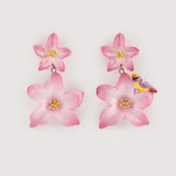 Boucles d’oreilles pendantes double lys roses
