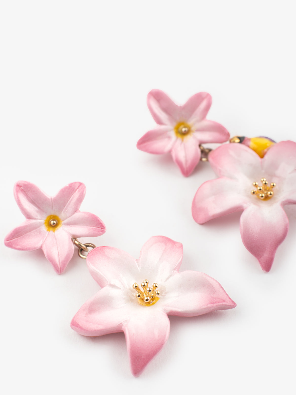 lily flower drop earrings Double pink lily drop earrings – NACH BIJOUX