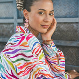 Boucles d’oreilles pendantes double lys roses