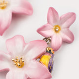 Boucles d’oreilles pendantes double lys roses