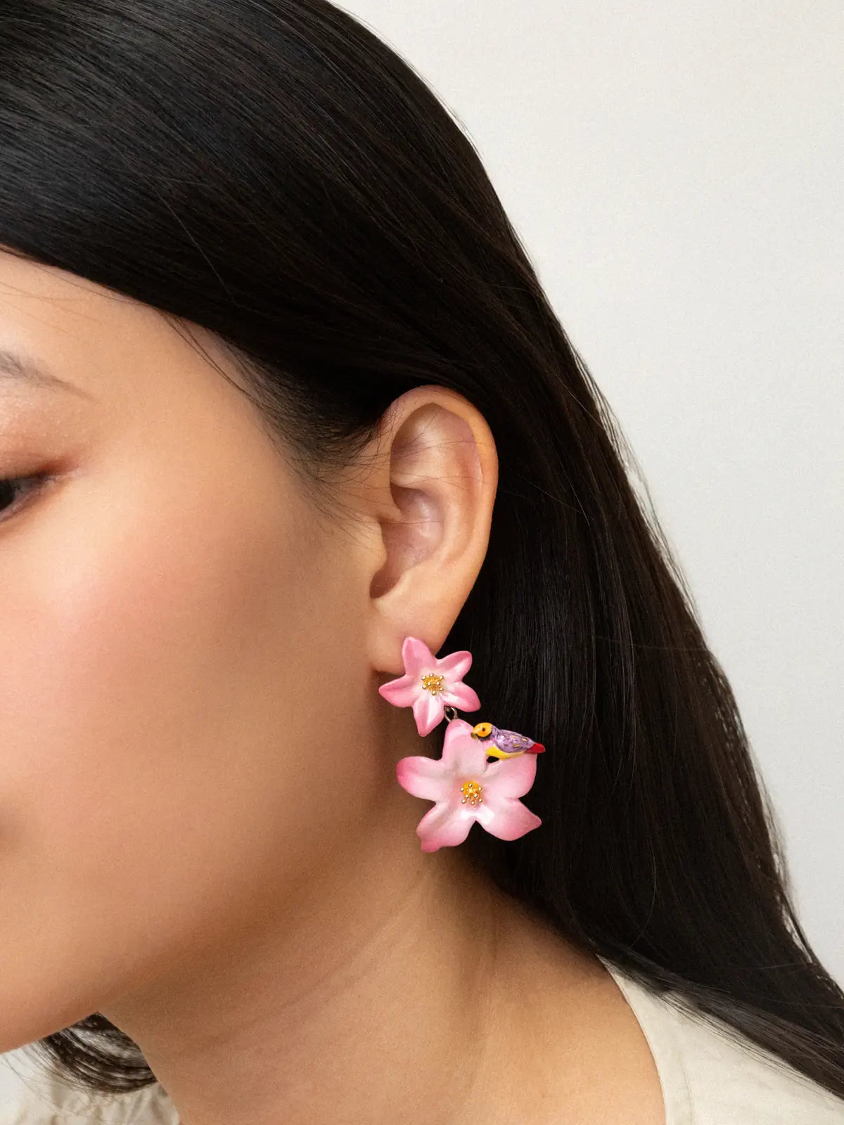 lily flower drop earrings Double pink lily drop earrings – NACH BIJOUX