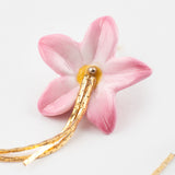 Boucles d’oreilles lys rose à franges