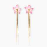 Boucles d’oreilles lys rose à franges