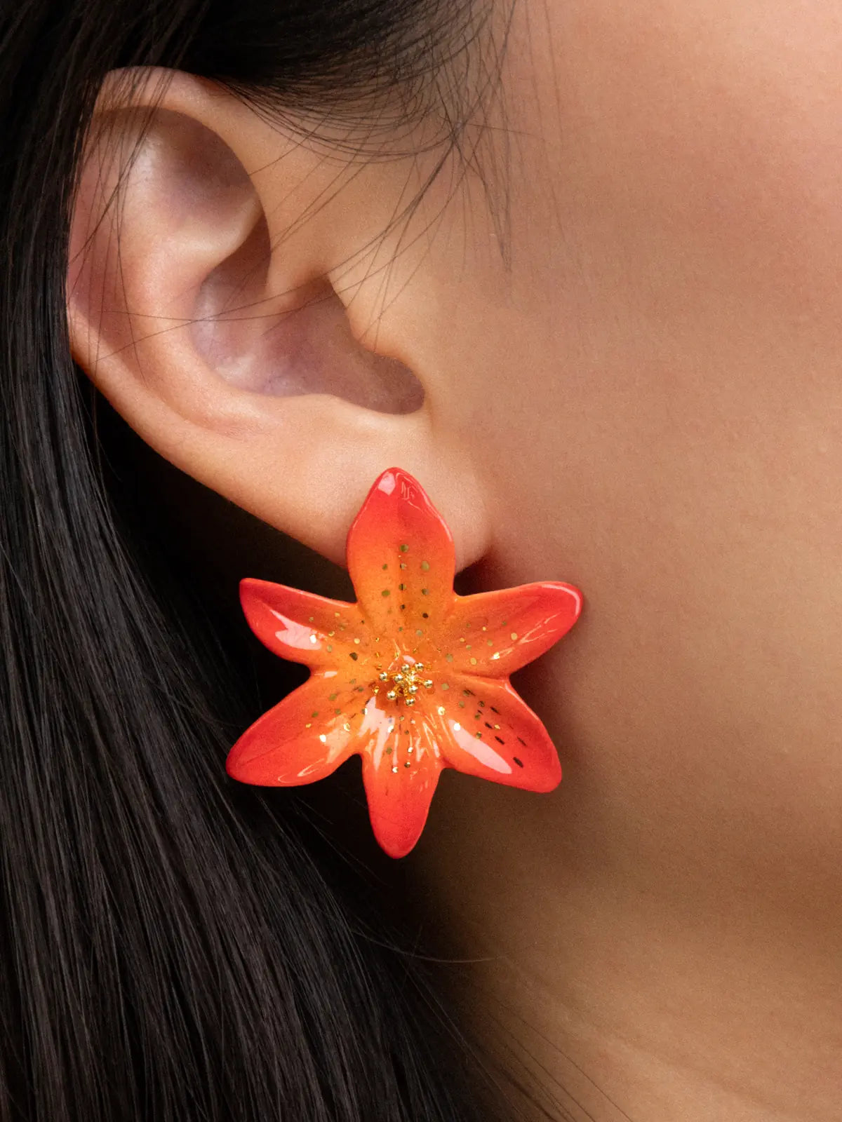 tiger lily earrings Tiger lily stud earrings – NACH BIJOUX