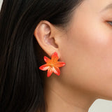 Boucles d'oreilles puces - fleur de lys Tigrée