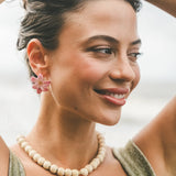 Boucles d'oreilles puces moyennes - Lys rose