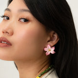 Boucles d'oreilles puces moyennes - Lys rose