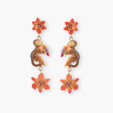 Boucles d’oreilles pendantes lys et singe