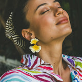 Yellow ginkgo leaf dangle earrings