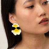 Yellow ginkgo leaf dangle earrings
