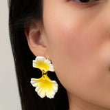 Yellow ginkgo leaf dangle earrings