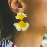 Yellow ginkgo leaf dangle earrings