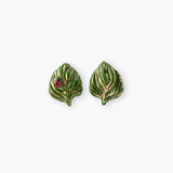 Boucles d'oreilles puces -  feuille et coccinelle