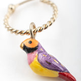 Mini Gouldian diamond bird hoop earrings - Sold individually