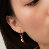 Mini Gouldian diamond bird hoop earrings - Sold individually
