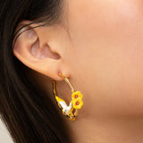 Créoles en bambou perroquet et fleurs
