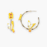 Créoles en bambou perroquet et fleurs