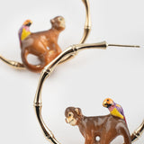 Créoles en bambou singe et oiseau