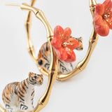 Créoles en bambou tigre et fleur