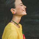 Tropical and bamboo multi-beaded necklace