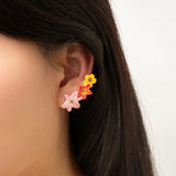 Boucles d’oreilles ear cuff fleurs tropicales