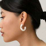 Boucles d’oreilles créoles bambou blanc