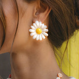 Boucles d'oreilles puces - maxi marguerite