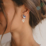 Boucles d'oreilles hirondelle, orange et fleur