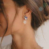 Boucles d'oreilles hirondelle, orange et fleur