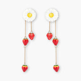 Boucles d'oreilles pendantes marguerite et fraises