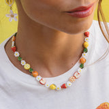 Fruit and flower beaded necklace