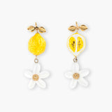 Lemon and flower drop earrings
