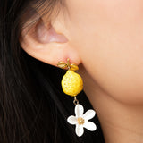 Lemon and flower drop earrings
