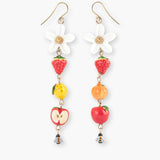 Boucles d’oreilles pendantes fleur, fruits et abeille