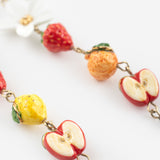 Boucles d’oreilles pendantes fleur, fruits et abeille
