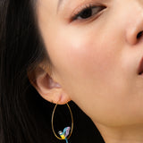 Boucles d'oreilles créoles mésange en vol