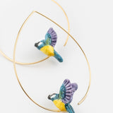 Boucles d'oreilles créoles mésange en vol